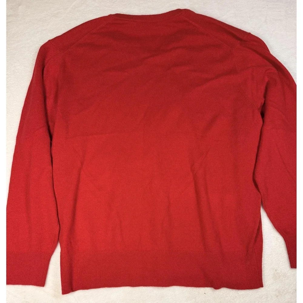 Daniel Cremieux Sweater Mens 2XL Red 100% Cashmere V Neck Lightweight Knit